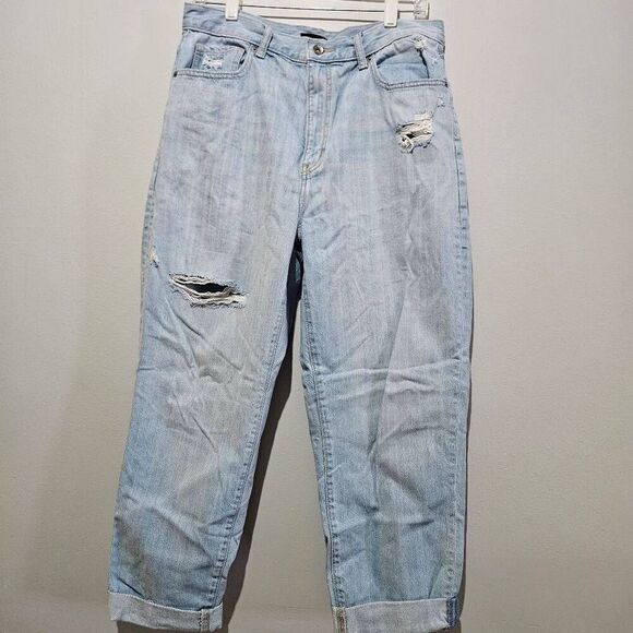 UNIQLO Distressed Peg Top High-Rise Jeans size 11 - Picture 1 of 12